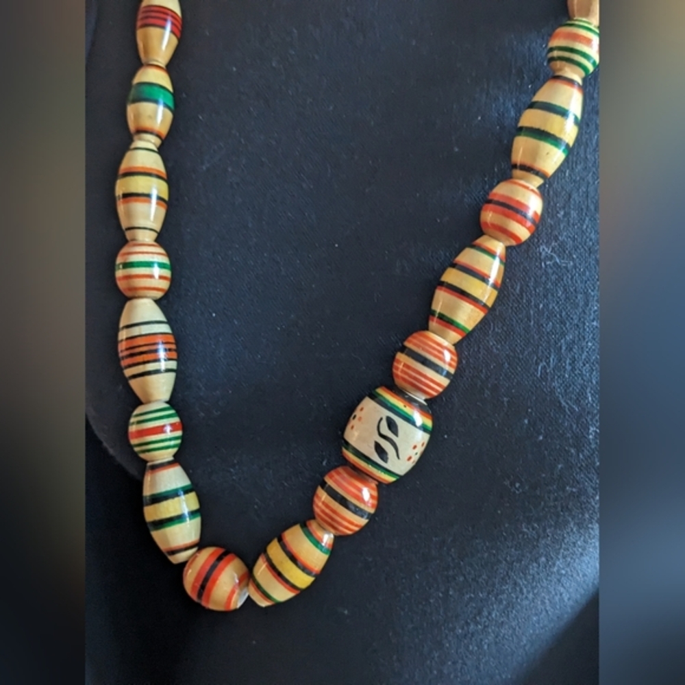 Vintage Wooden Colorful Mexican Beaded Necklace